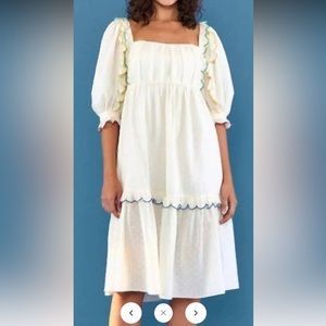 Farm Rio textured off white midi dress Small NWT Ivory